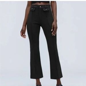 Everlane The Work It Black Ponte Crop Pants with Flap Pockets Womens 00